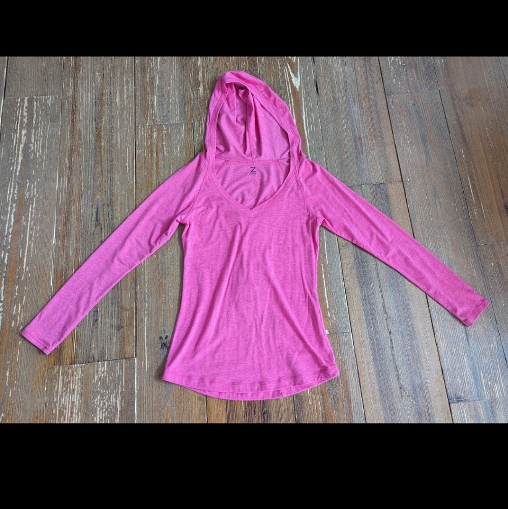 Z by zella women's light hooded pink loose top size S EUC